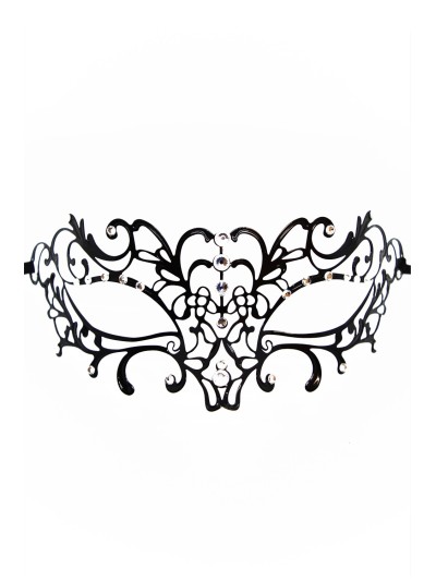 Masque vénitien Elena rigide noir  avec strass  