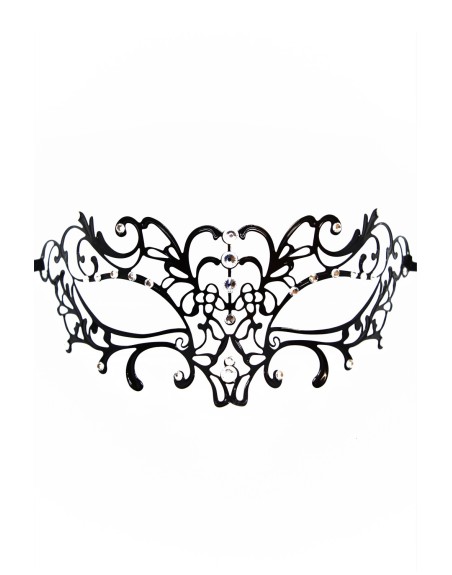 Masque vénitien Elena rigide noir  avec strass  