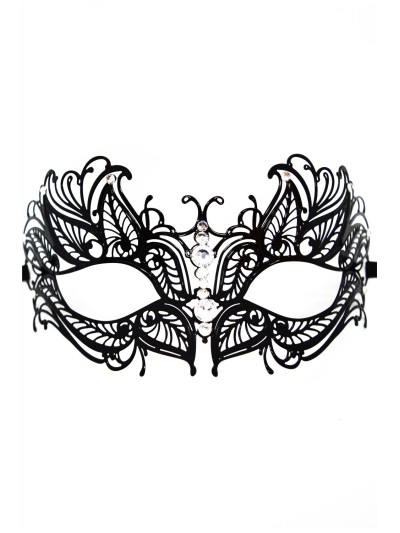 Masque vénitien Greta rigide noir avec strass  