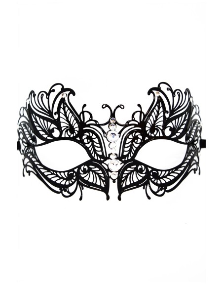 Masque vénitien Greta rigide noir avec strass  