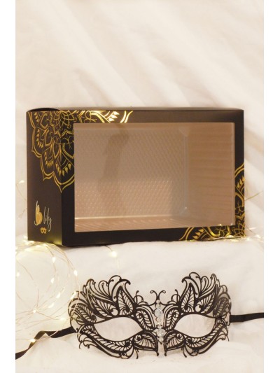 Masque vénitien Greta rigide noir avec strass  