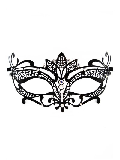 Masque vénitien Asia rigide noir avec strass 