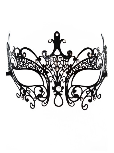 Masque vénitien Lucia rigide noir  avec strass  