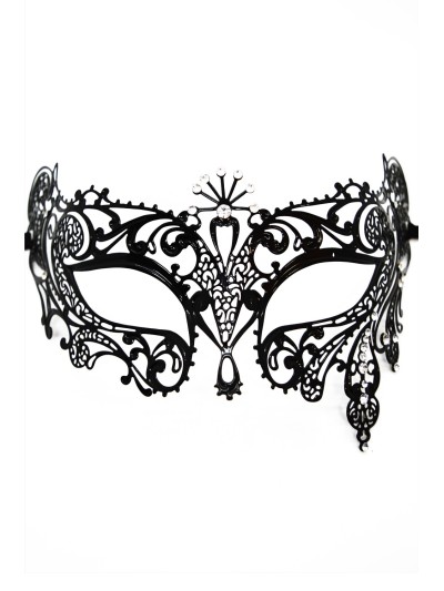 Masque vénitien Bianca rigide doré avec strass 
