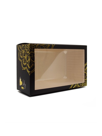 Masque vénitien Gaia rigide noir avec strass 