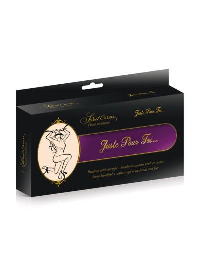 Set de 5 bandeaux satinés violets chevilles poignets et yeux 