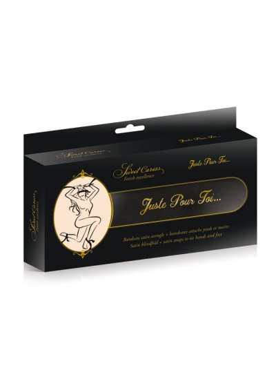 Set de 5 bandeaux satinés noirs chevilles poignets et yeux 