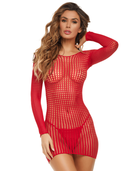 Robe résille fantaisie rouge 