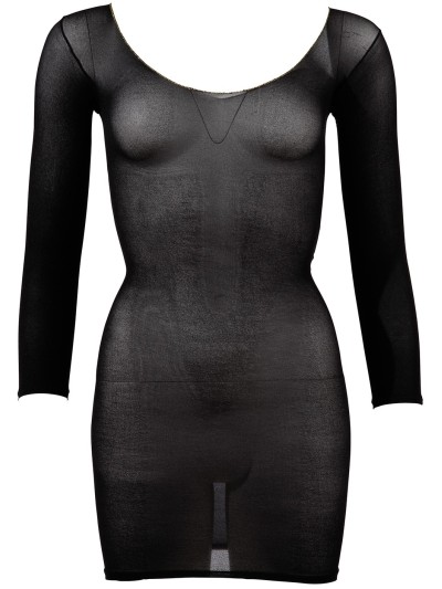 Robe en résille noire transparente, manches longues 