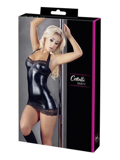 Petit robe aspect cuit Sexy noir avec dentelle 