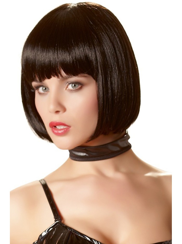 Perruque brune coupe au carré 
