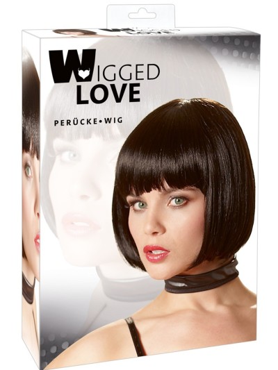 Perruque brune coupe au carré 