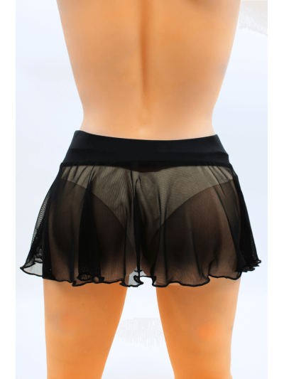 Mini jupe noire en résille transparente Stella 