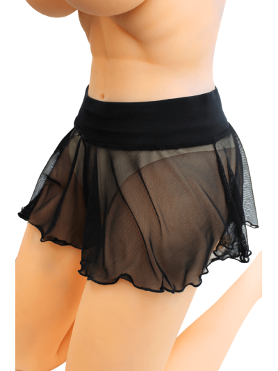 Mini jupe noire en résille transparente Stella 