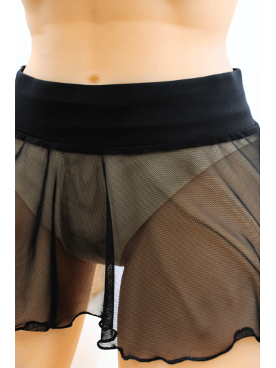 Mini jupe noire en résille transparente Stella 