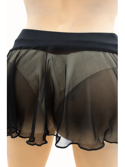 Mini jupe noire en résille transparente Stella 