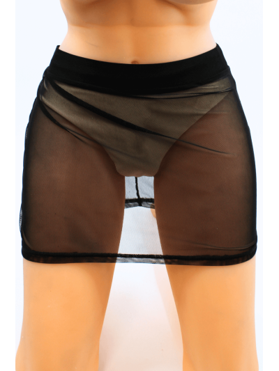 Jupe noire en résille transparente Maya 
