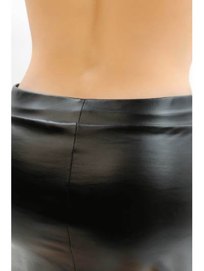 Jupe noire en simili cuir mat Sifia 