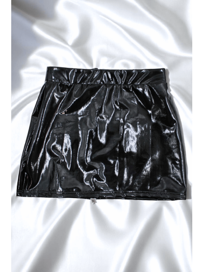 Jupe noire en simili cuir avec zip Lara 