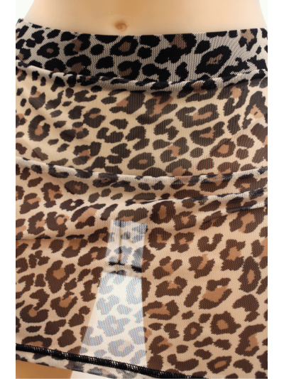 Jupe en résille transparente imprimé léopard Clara 