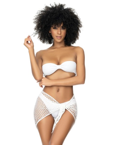 Jupe paréo en grosse résille blanche 