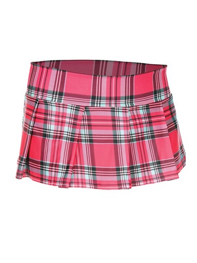 Mini-jupe plissée rose vif style ecossais 