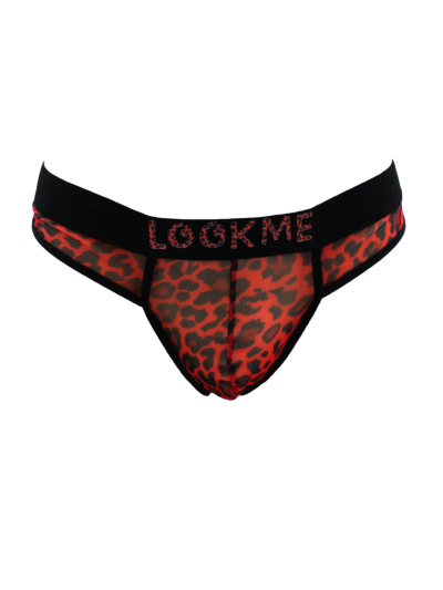 String en résille imprimé léopard rouge 