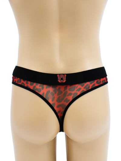 String en résille imprimé léopard rouge 