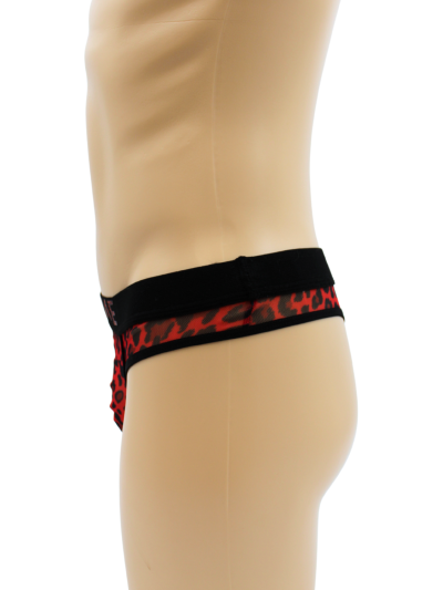 String en résille imprimé léopard rouge 