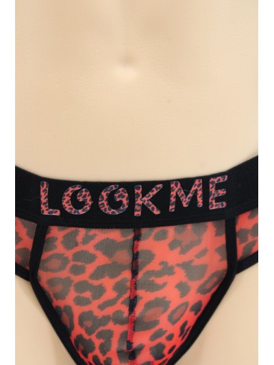 String en résille imprimé léopard rouge 