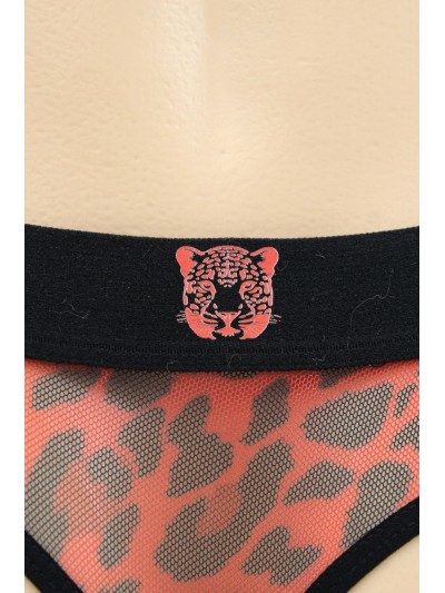 String en résille imprimé léopard rouge 