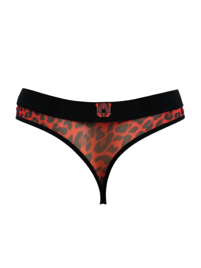 String en résille imprimé léopard rouge 