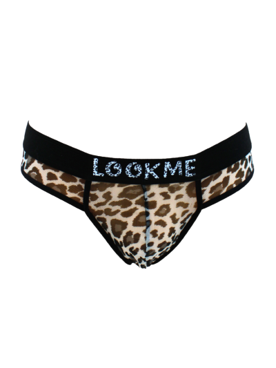 String en résille imprimé léopard gris 