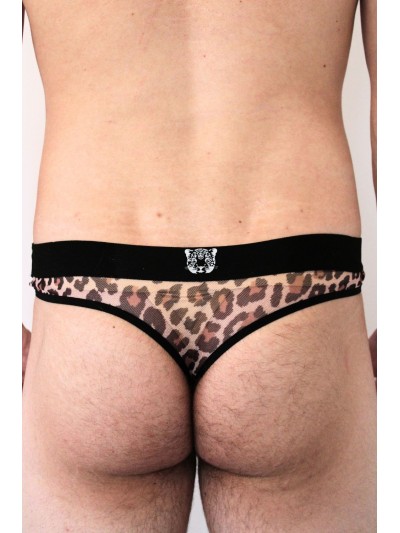 String en résille imprimé léopard 