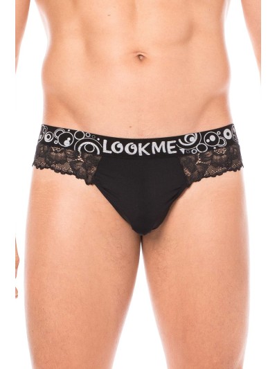 String noir en dentelle délicate 