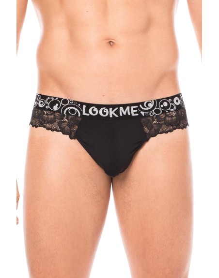 String noir en dentelle délicate 