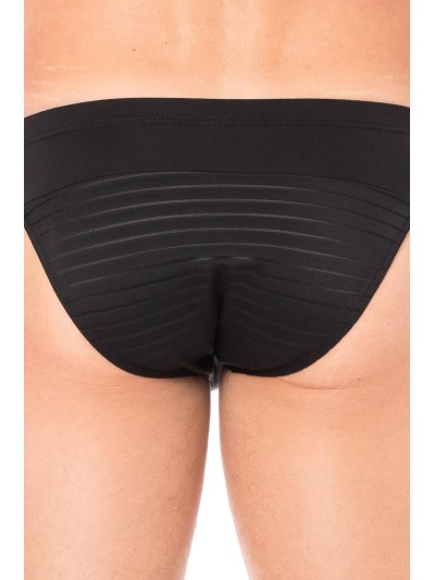 Slip noir rayé opaque et transparent 