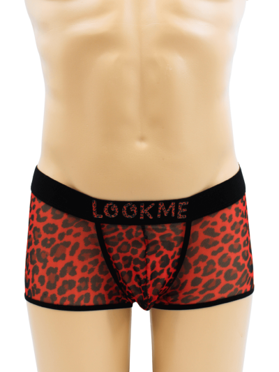 Boxer en résille imprimé léopard rouge 