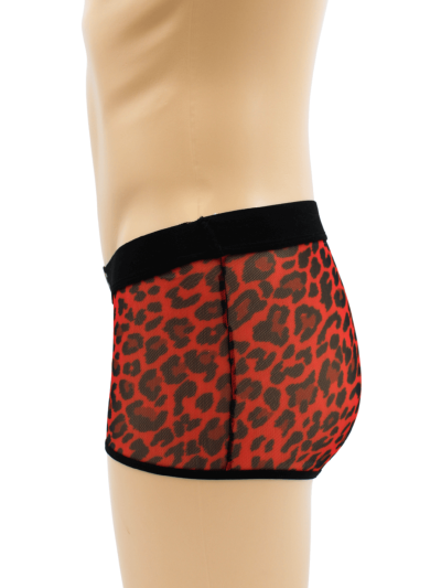 Boxer en résille imprimé léopard rouge 