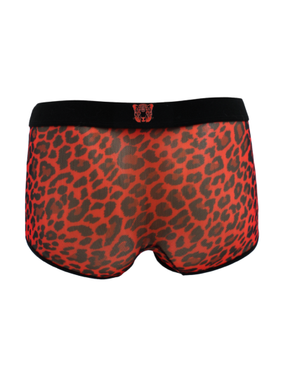 Boxer en résille imprimé léopard rouge 