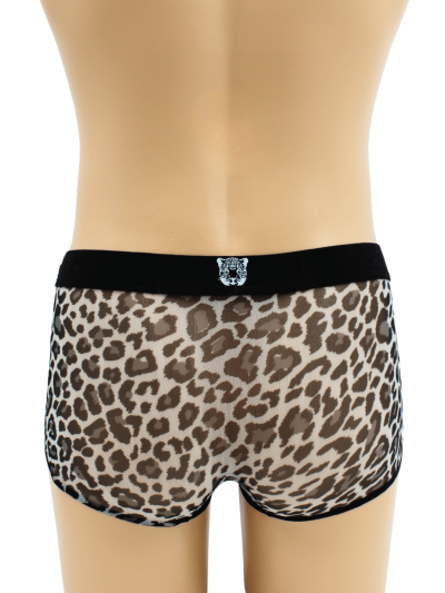 Boxer en résille imprimé léopard gris 