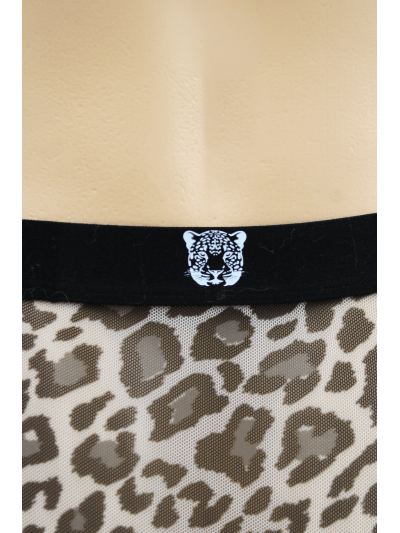 Boxer en résille imprimé léopard gris 