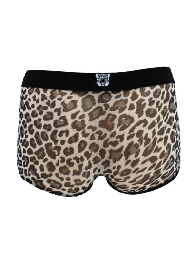 Boxer en résille imprimé léopard gris 