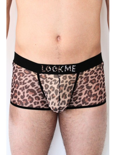 Boxer en résille imprimé léopard 