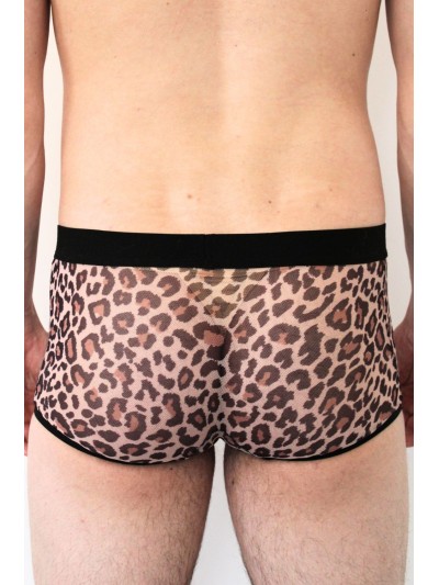 Boxer en résille imprimé léopard 