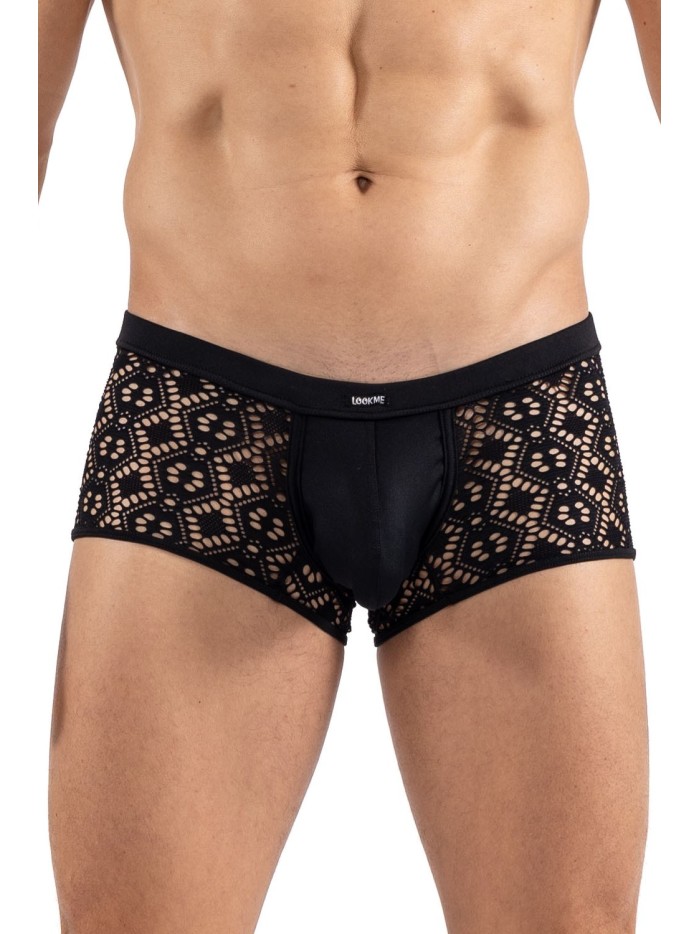 Boxer noir résille brodée Shinny 