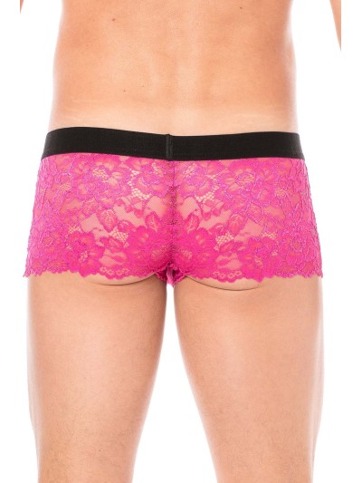 Boxer magenta en dentelle délicate 