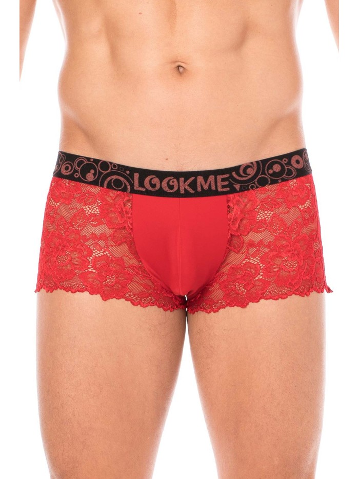 Boxer rouge en dentelle délicate 