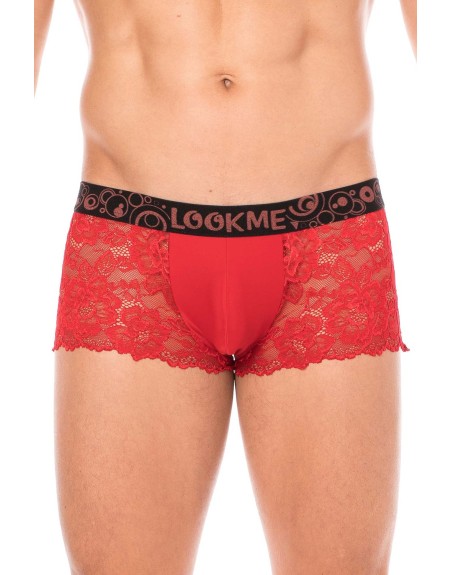 Boxer rouge en dentelle délicate 