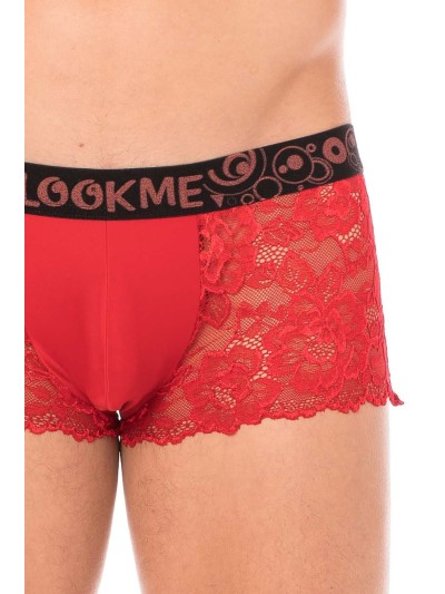 Boxer rouge en dentelle délicate 